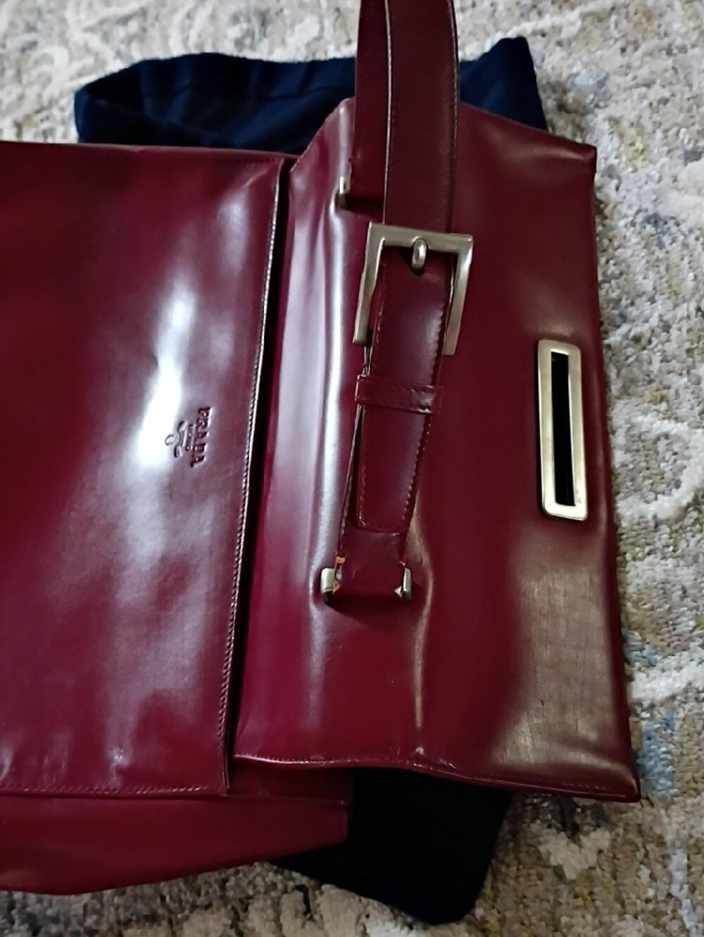 Prada Vitello Lissato Top Handle Bag in a rich Borolo (burgandy) - Picture 8 of 11